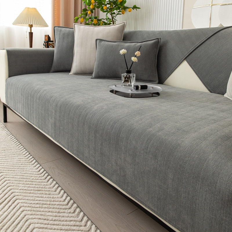 Non-Slip Chenille Sofa Cover – Stays in Place, 3 Sizes, Various Colors