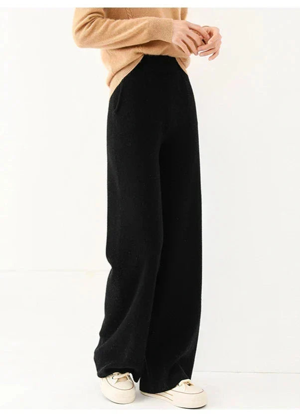 Women's Merino Wool Pants High Waist Wide-Leg