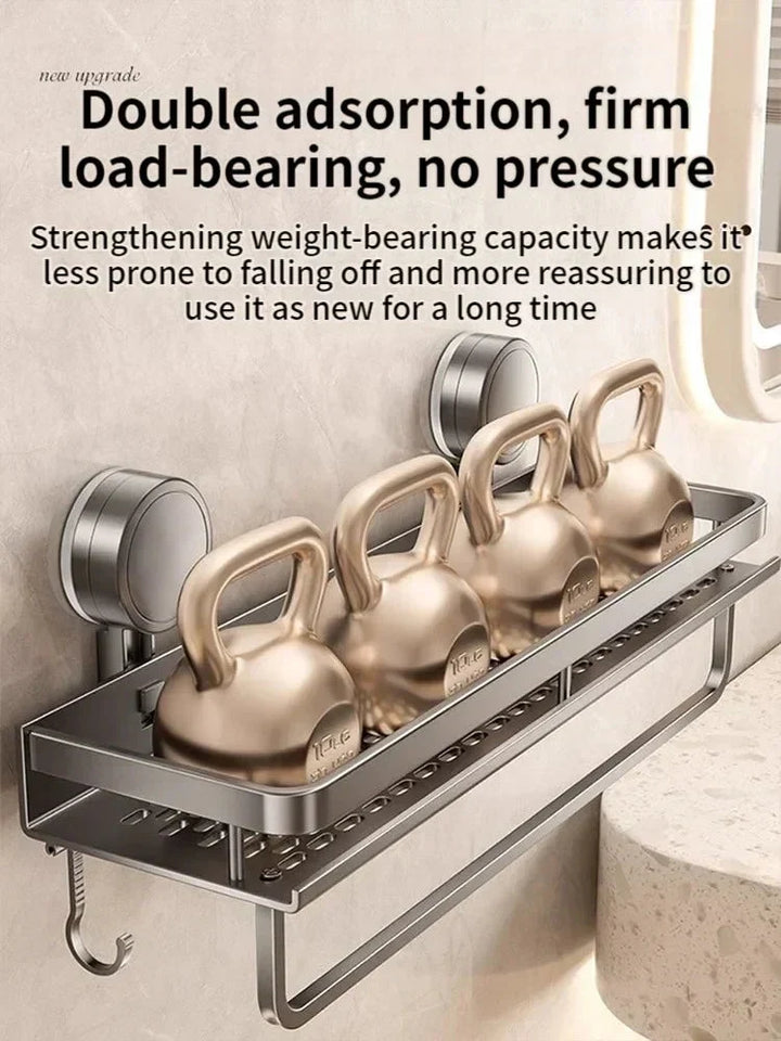 Bathroom Shelf with Suction Cup | No Drilling | Draining Rack