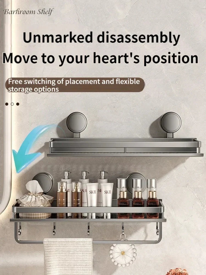 Suction Cup Bathroom Shelf | No-drill | Drainage Rack Organiser