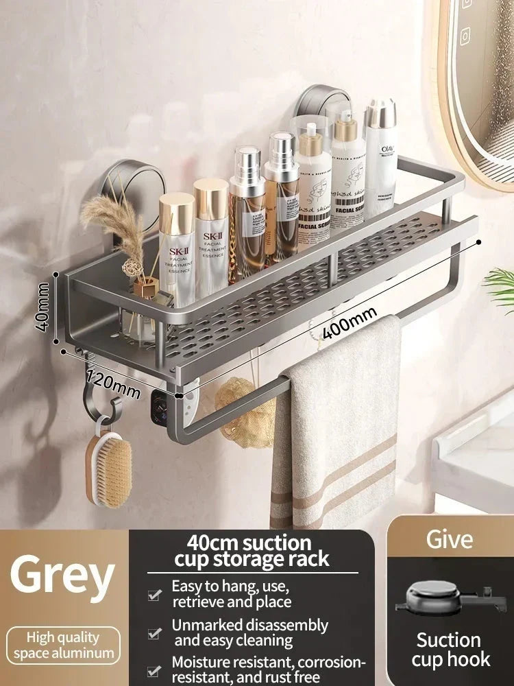 Suction Cup Bathroom Shelf | No-drill | Drainage Rack Organiser