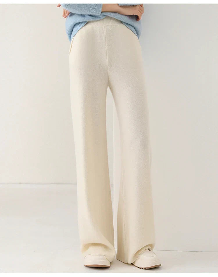 Women's Merino Wool Pants High Waist Wide-Leg