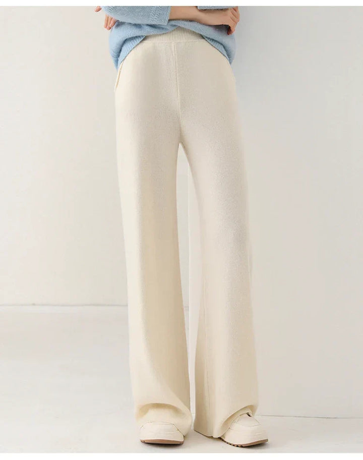 Women's Merino Wool Pants High Waist Wide-Leg