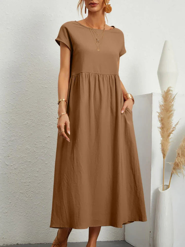 Vintage Cotton O-Neck Dress