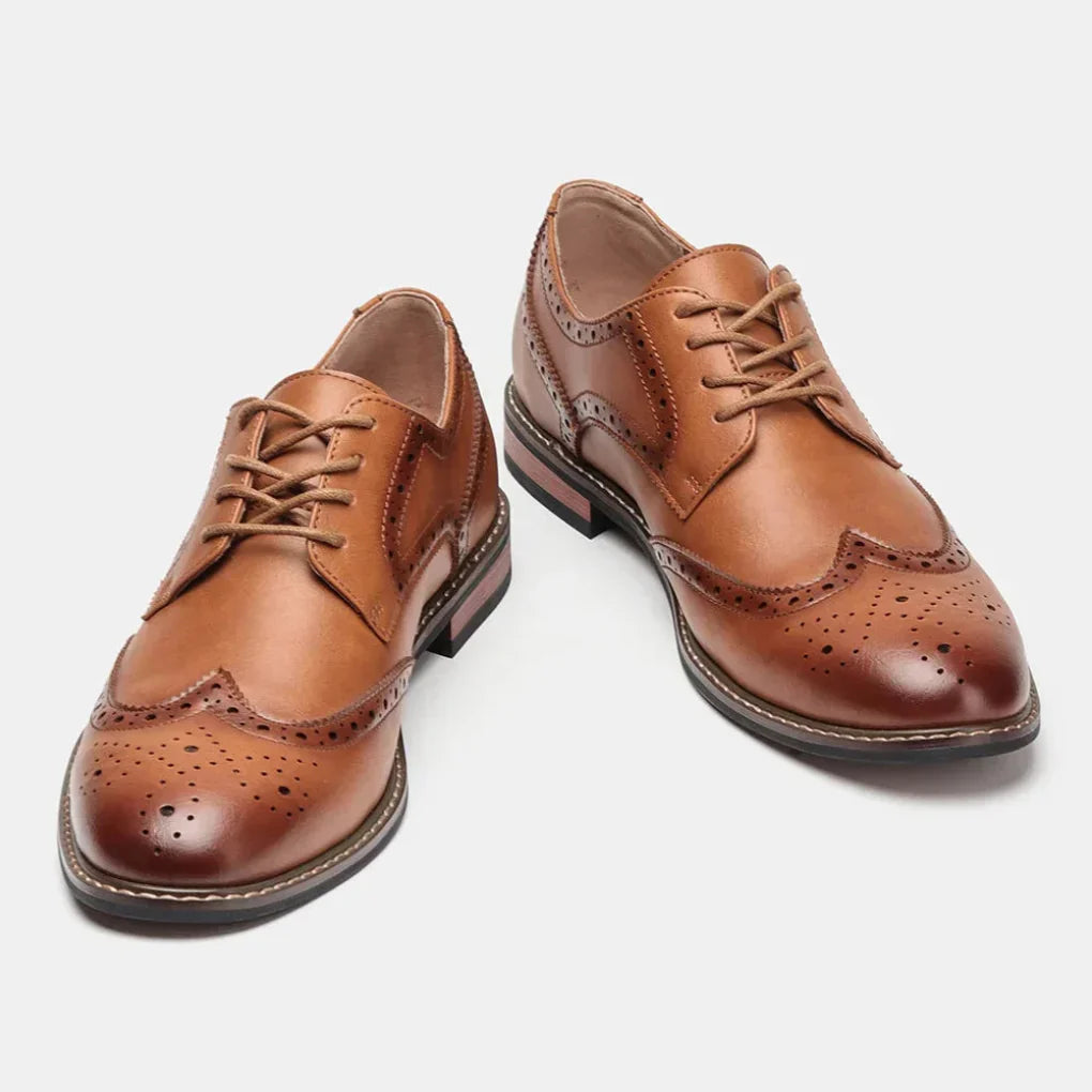 Leather Wingtip Brogue Oxford Lace Up Shoes