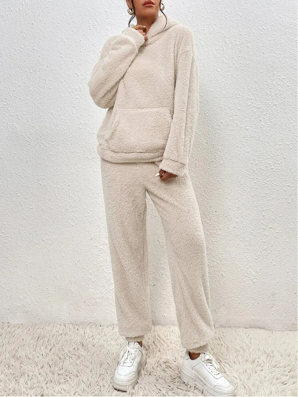 Ultra-Comfortable Hooded Teddy Loungewear Set - Lana