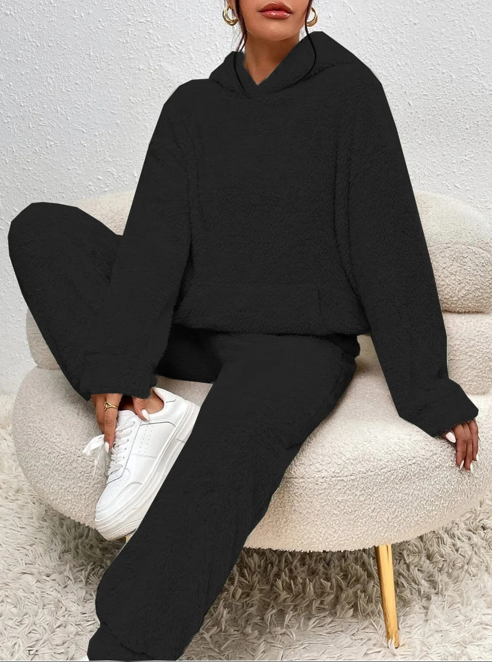 Ultra-Comfortable Hooded Teddy Loungewear Set - Lana