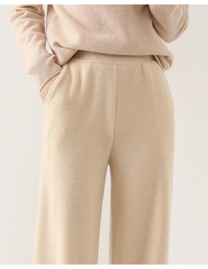 Women's Merino Wool Pants High Waist Wide-Leg
