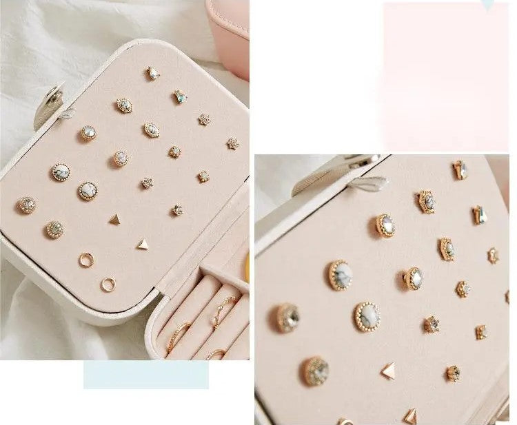Double-Layer Portable Leather Jewelry Box