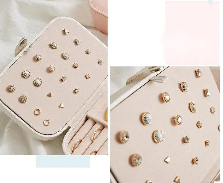 Double-Layer Portable Leather Jewelry Box