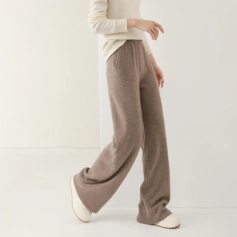 Women's Merino Wool Pants High Waist Wide-Leg