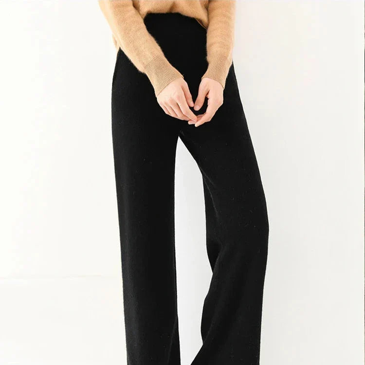 Women's Merino Wool Pants High Waist Wide-Leg
