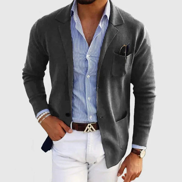 Stylish Men's Blazer with Casual Button Pockets and Lapel Collar - Lorenzo
