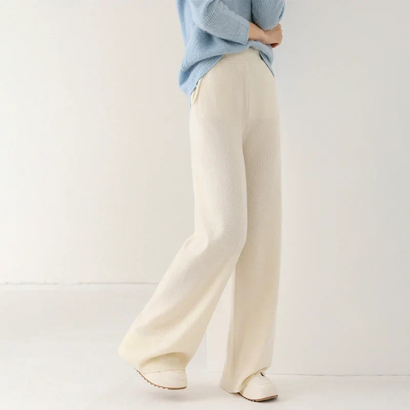 Women's Merino Wool Pants High Waist Wide-Leg