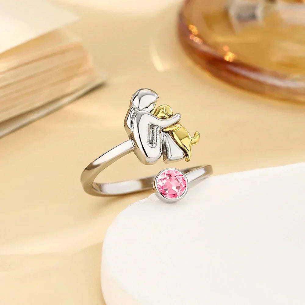 Soft rose gold ring with cute dog motif