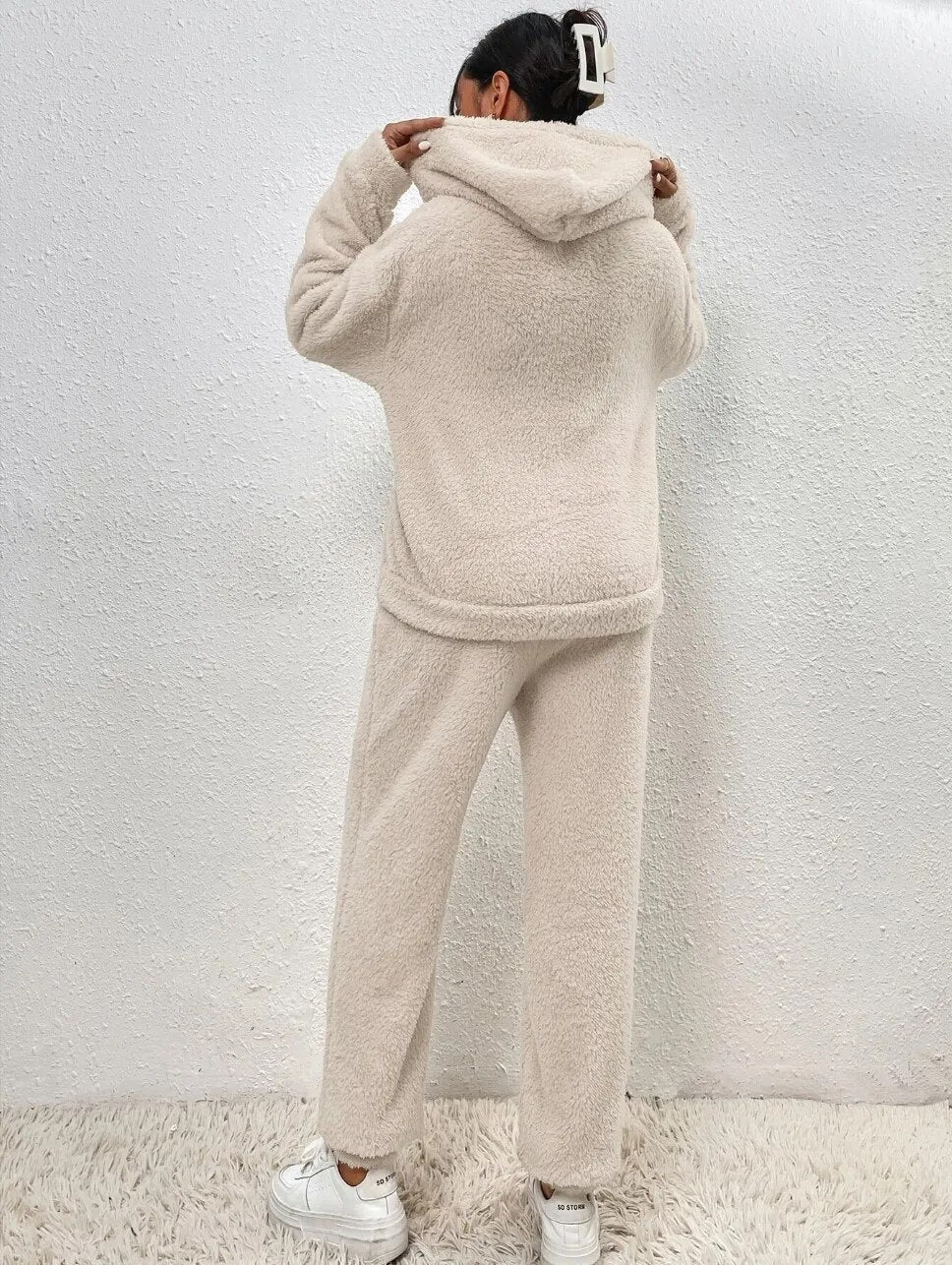 Women's Hooded Teddy Loungewear Set