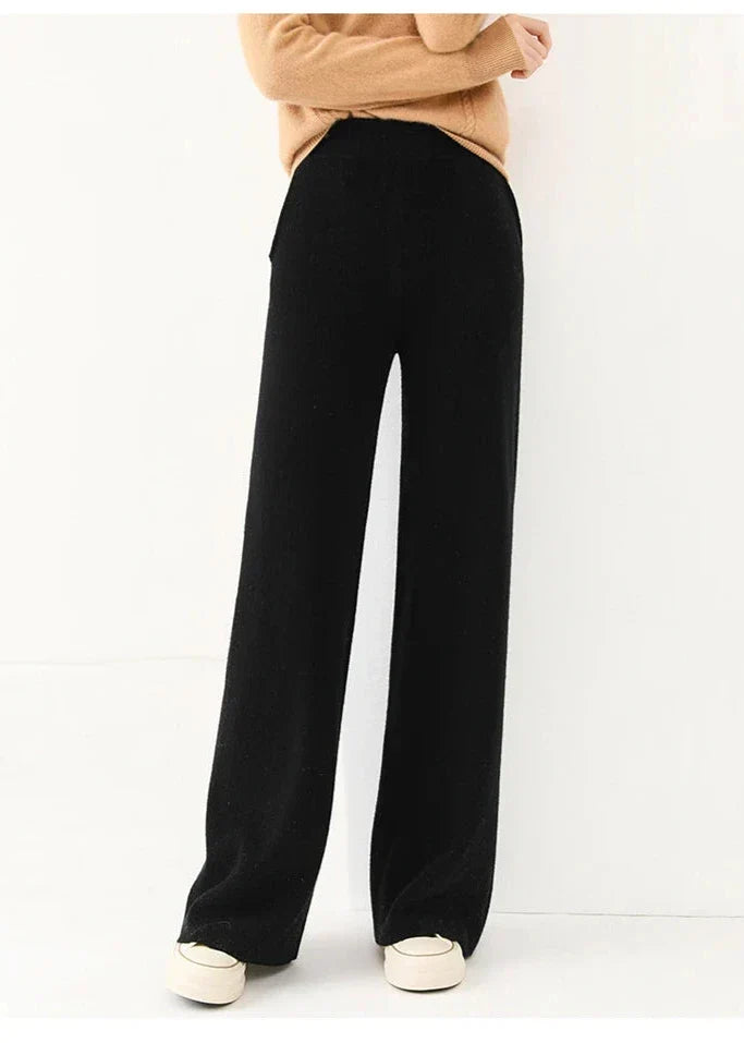 Women's Merino Wool Pants High Waist Wide-Leg