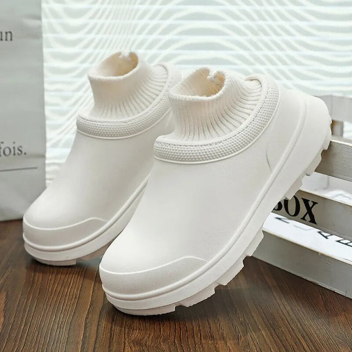 Slip-on clog with knitted ankle cuff - Madeline