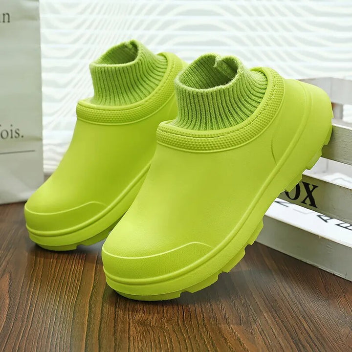Slip-on clog with knitted ankle cuff - Madeline