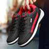 Elegant men's leather sneakers with front lacing and side panel