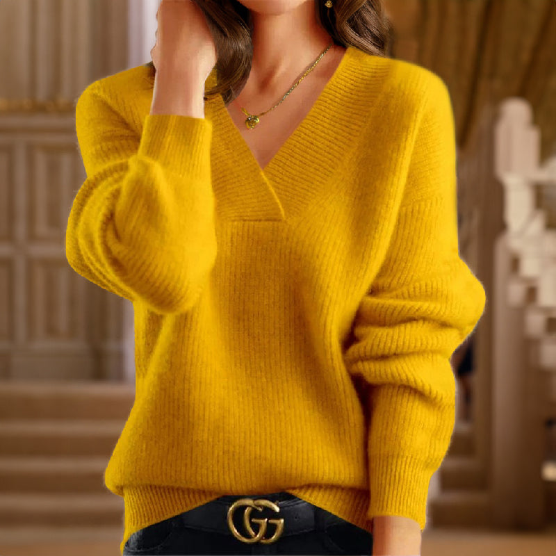 Women's Elegant Soft Sweater – Plain Color, Casual Knit, Perfect for Autumn and Winter