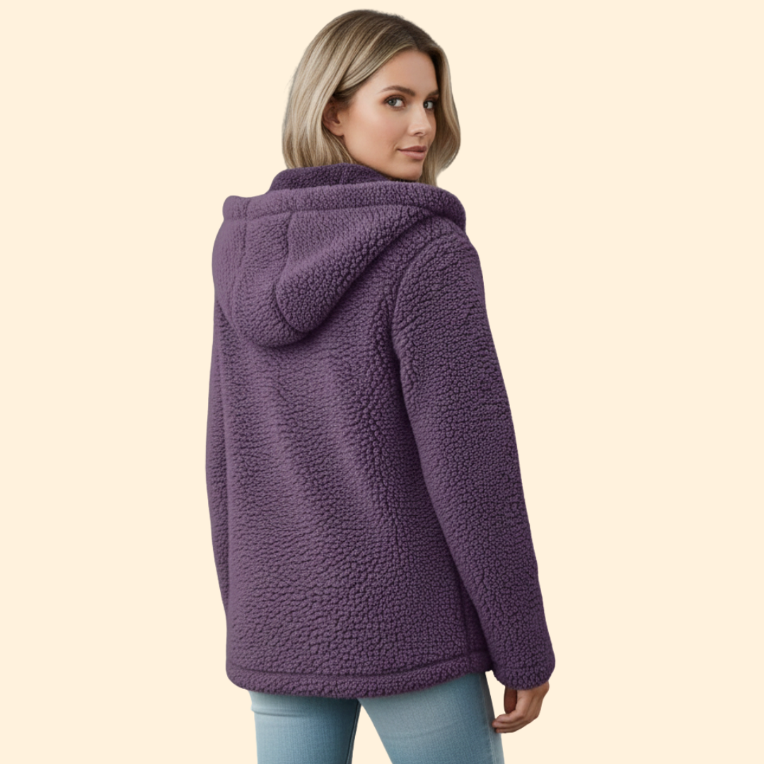 Women's Teddy Coat with Hood - Fleece Winter Coat