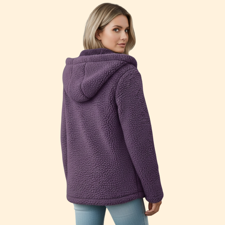 Women's Teddy Coat with Hood - Fleece Winter Coat