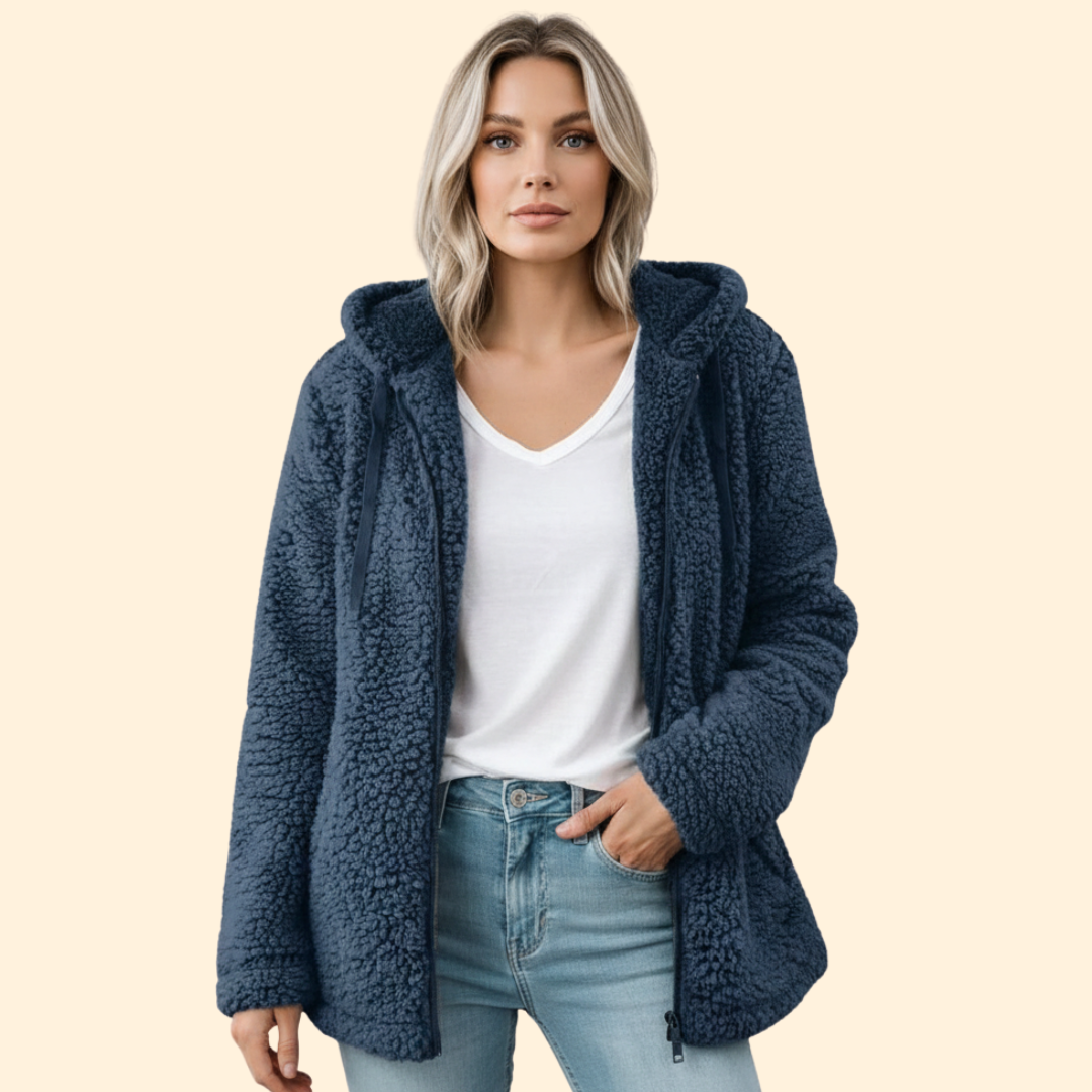 Women's Teddy Coat with Hood - Fleece Winter Coat