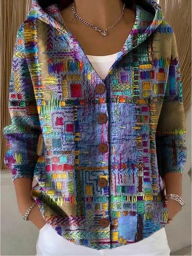 Cozy hooded cardigan with wooden buttons