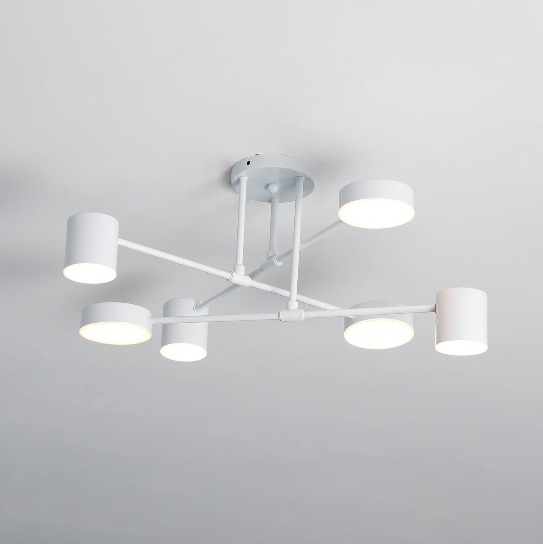 Sputnik Design Ceiling Light with Crossing Arms and Cylindrical Light Points