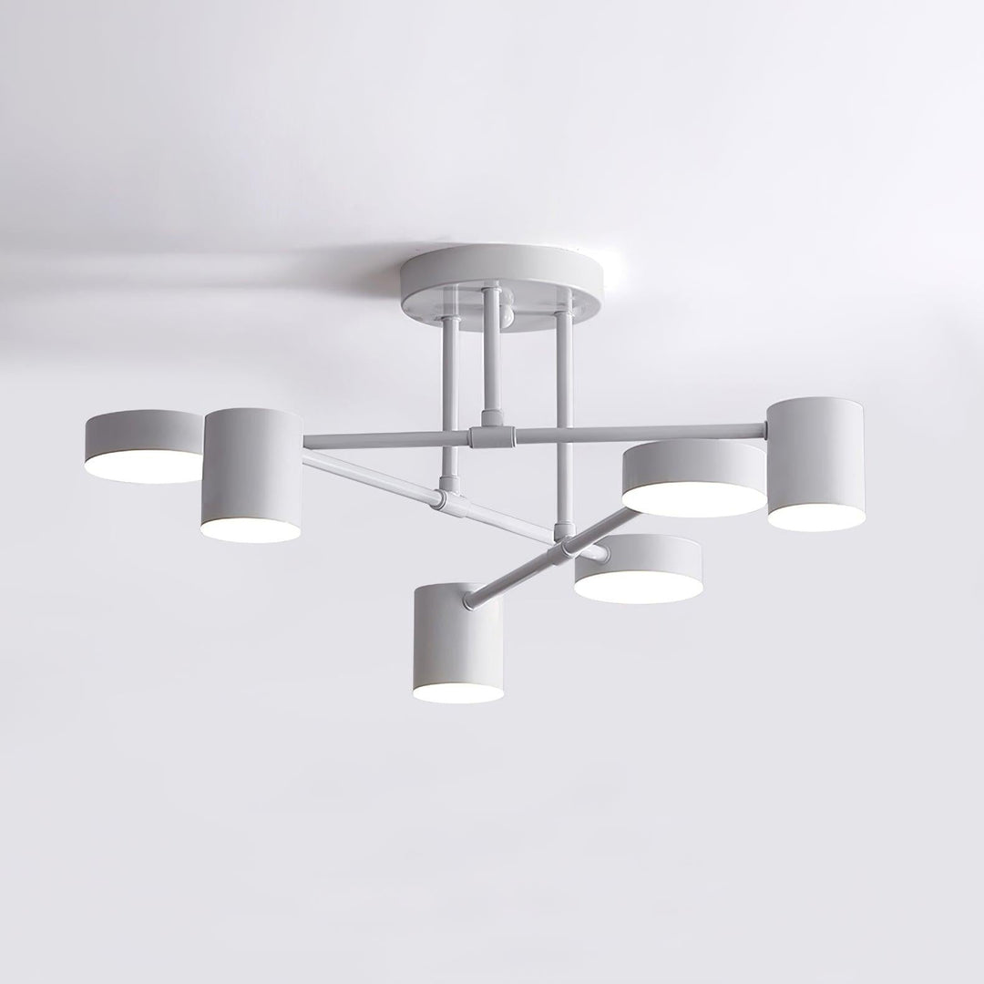 Sputnik Design Ceiling Light with Crossing Arms and Cylindrical Light Points
