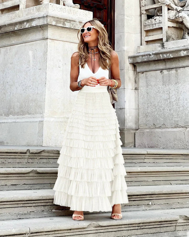 Tulle Maxi Skirt with Elastic Waistband