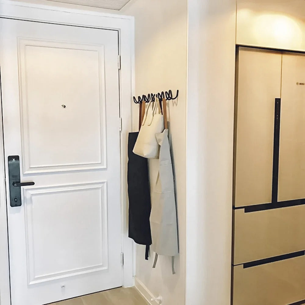 Wrought Iron Wall Coat Rack Wave Design for Hallway, Bedroom and Bathroom