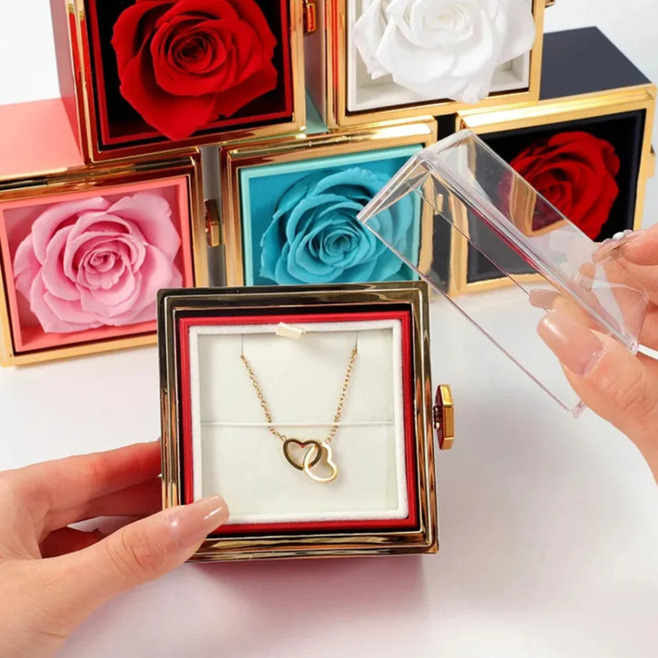 Eternal  Rose With Custom Engraved Necklace