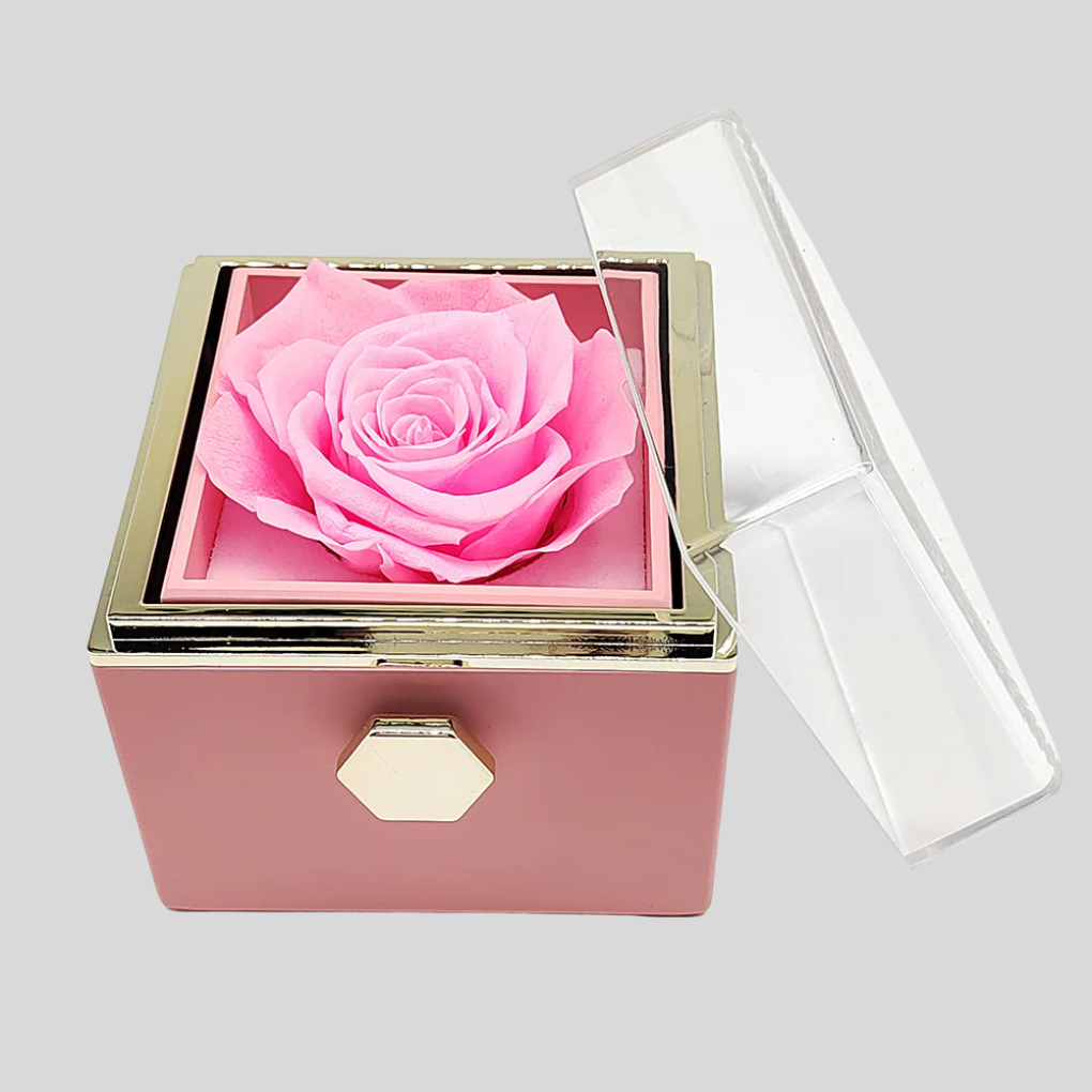 Eternal  Rose With Custom Engraved Necklace