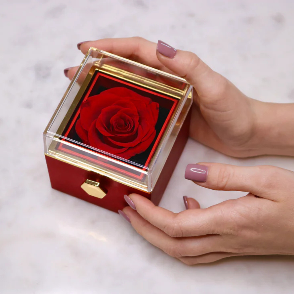 Eternal  Rose With Custom Engraved Necklace