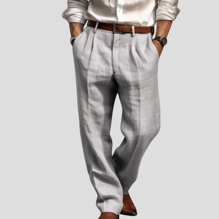 Men’s Pleated Linen Trousers – Refined Style with Casual Edge