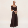 Long, elegant, flowing women's dress – V-neckline, refined design