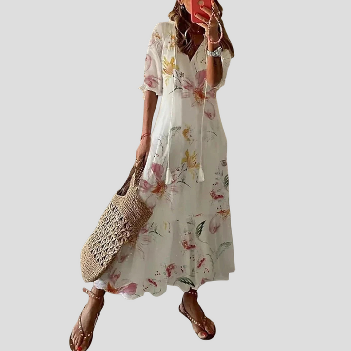 Boho Floral V-Neck Maxi Dress – Made for Warm Days