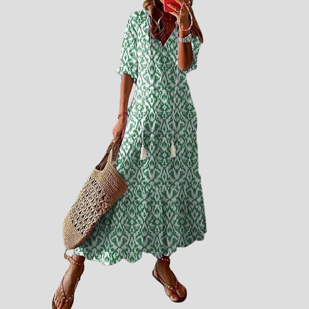 Boho Floral V-Neck Maxi Dress – Made for Warm Days