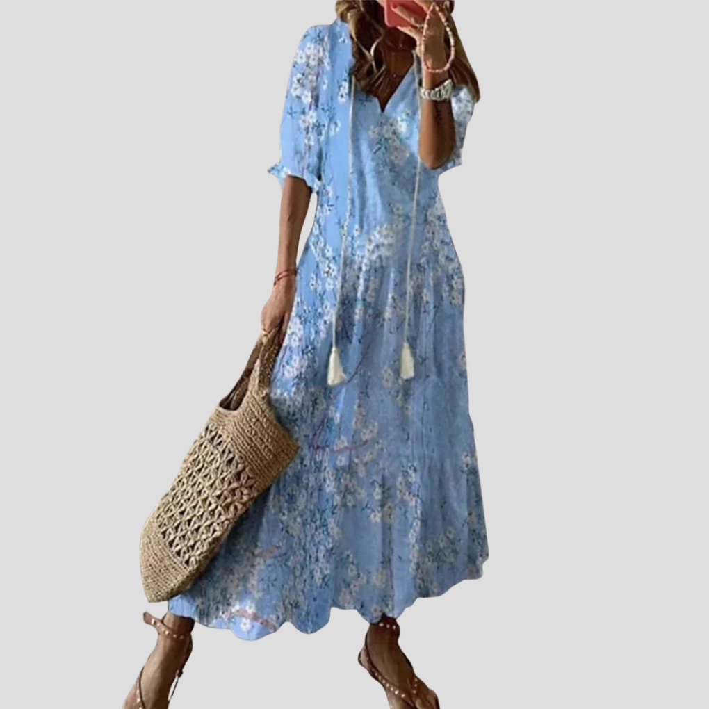 Boho Floral V-Neck Maxi Dress – Made for Warm Days