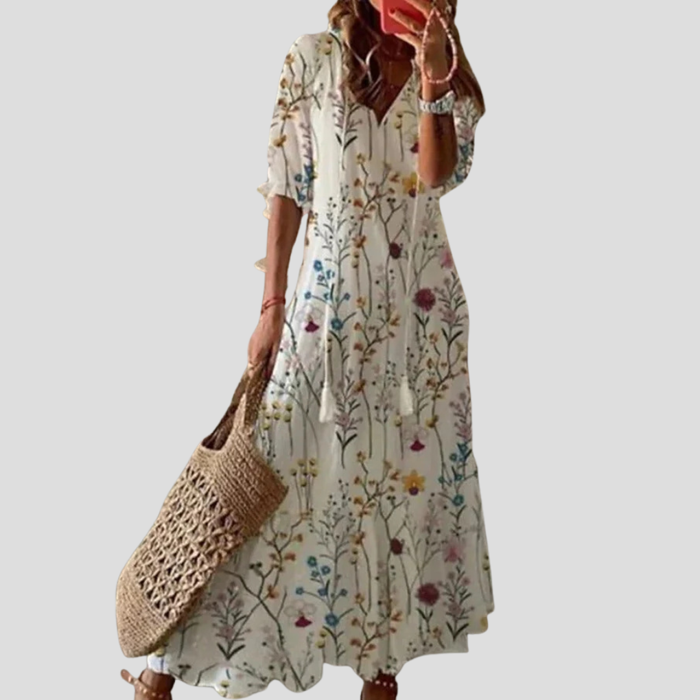 Boho Floral V-Neck Maxi Dress – Made for Warm Days