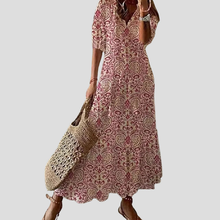 Boho Floral V-Neck Maxi Dress – Made for Warm Days