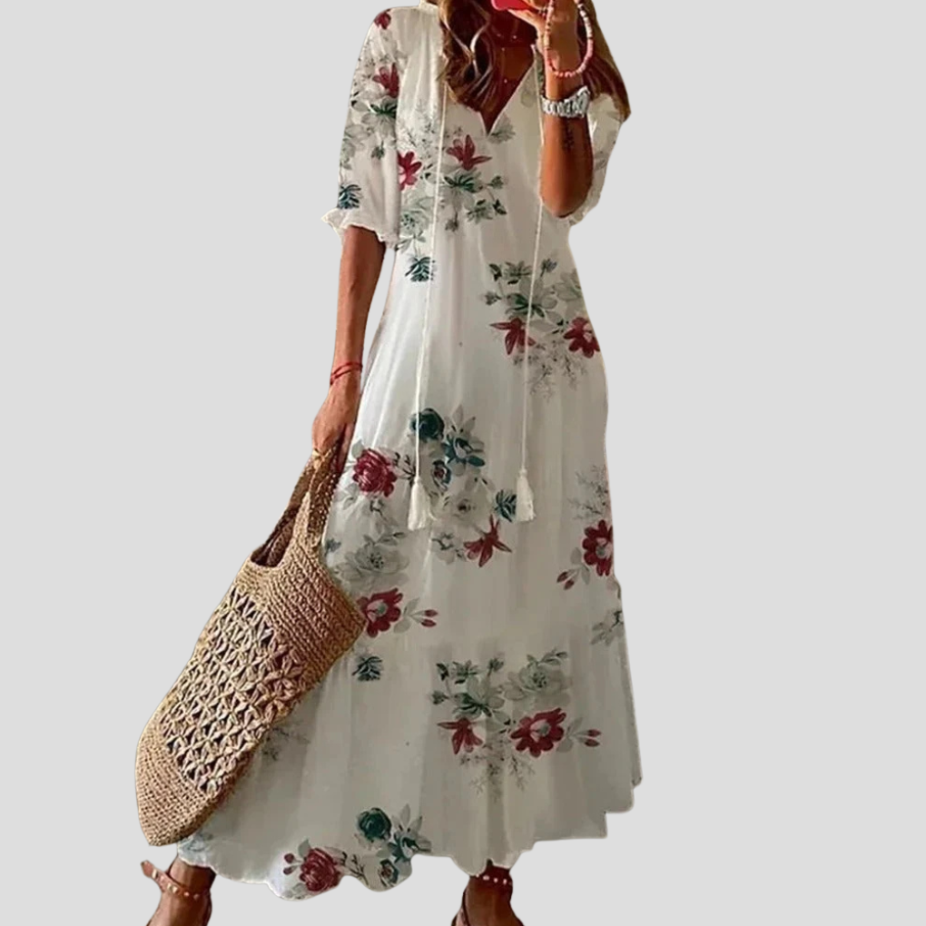 Boho Floral V-Neck Maxi Dress – Made for Warm Days