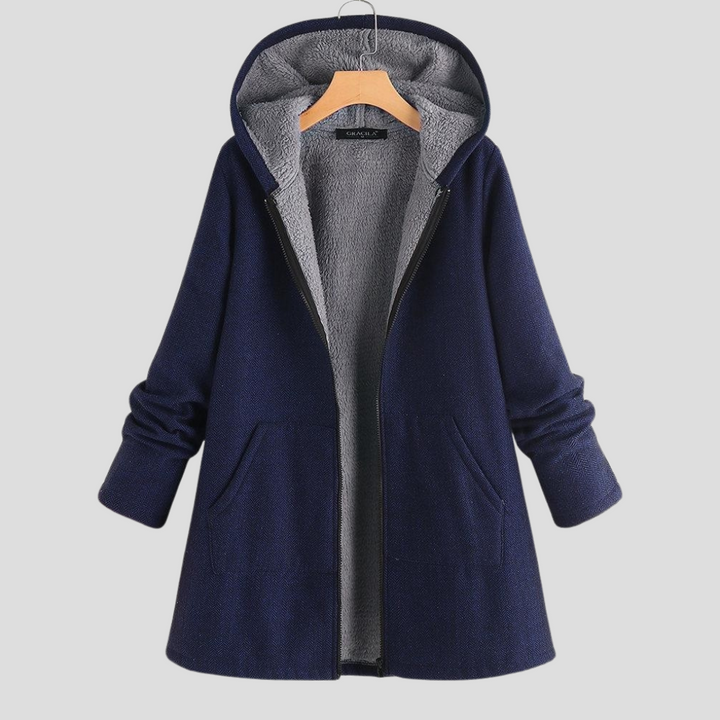 Women's Solid Fleece Hooded Coat