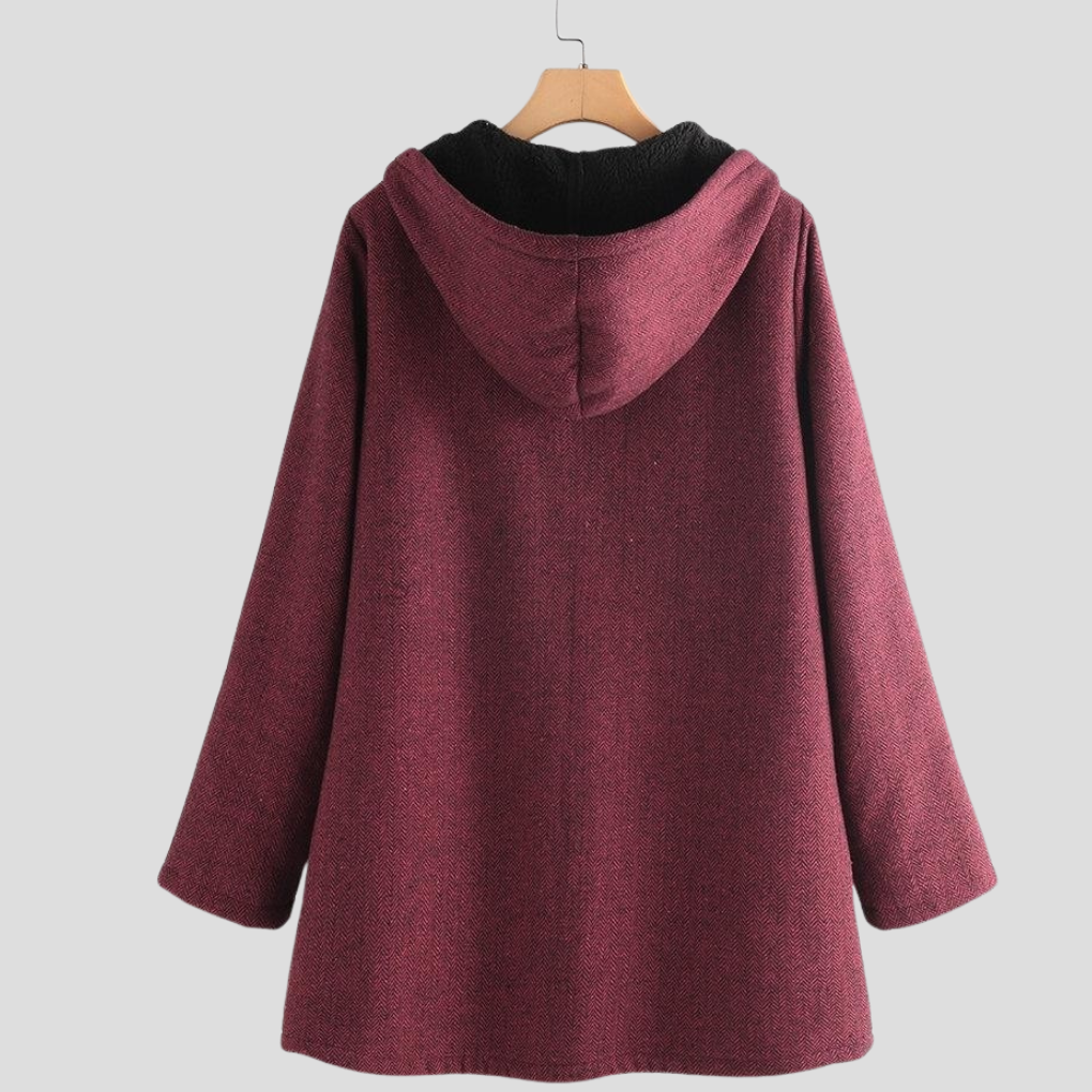 Women's Solid Fleece Hooded Coat