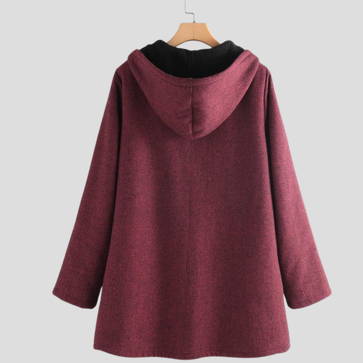 Women's Solid Fleece Hooded Coat
