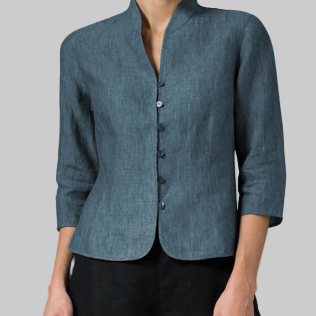 Women’s Stand-Collar Blouse – Chic Details with Versatile Flair
