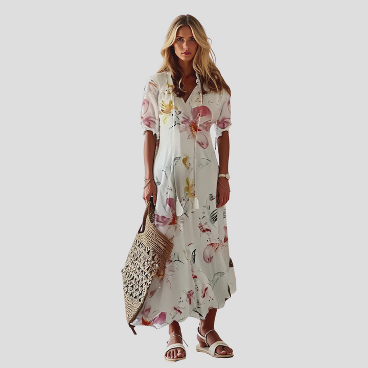 Boho Floral V-Neck Maxi Dress – Made for Warm Days