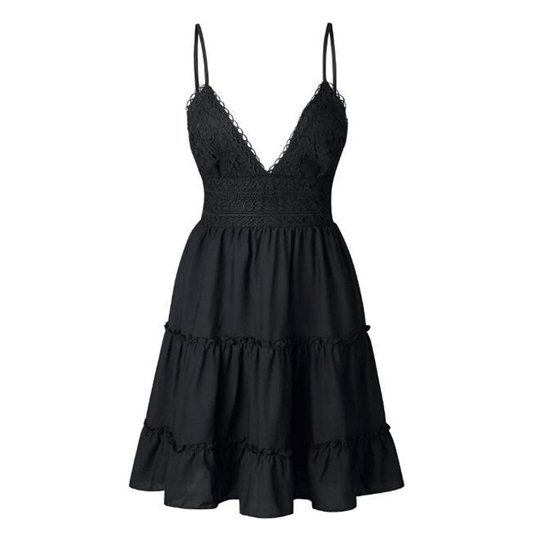 Airy & Stylish Mini Spaghetti Strap Dress with V-Neck – Melina